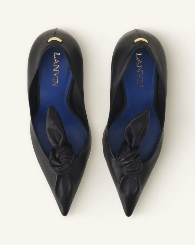 Midnight Step Leather Bow Pump