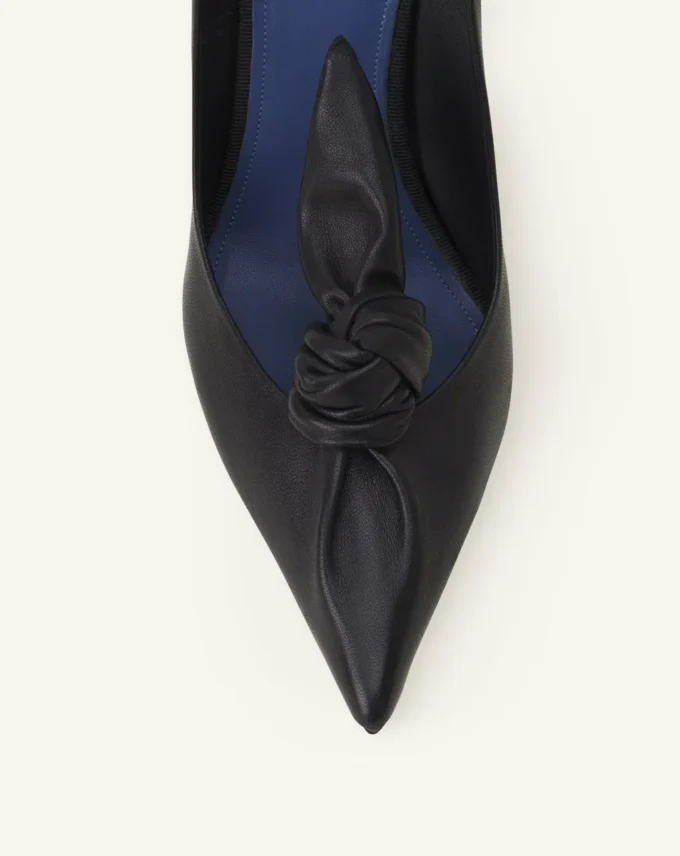 Midnight Step Leather Bow Pump