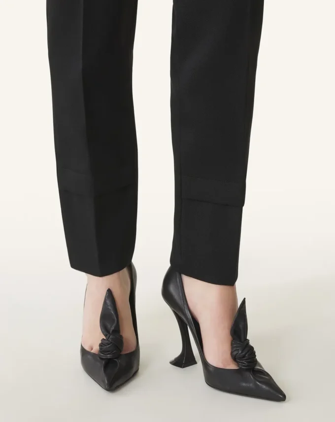 Midnight Step Leather Bow Pump
