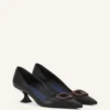 Midnight Step Leather Pump with Buckle