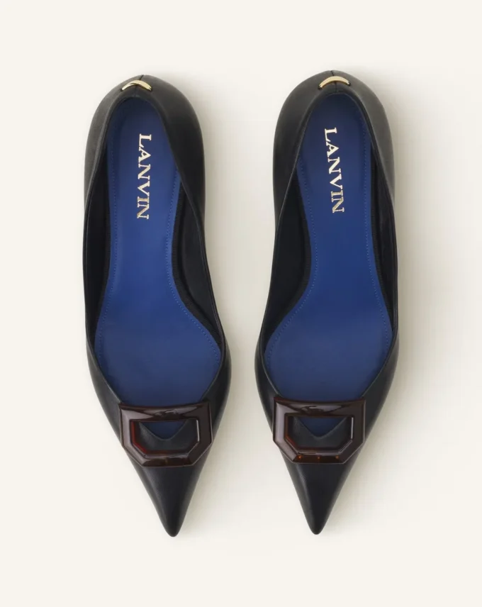 Midnight Step Leather Pump with Buckle