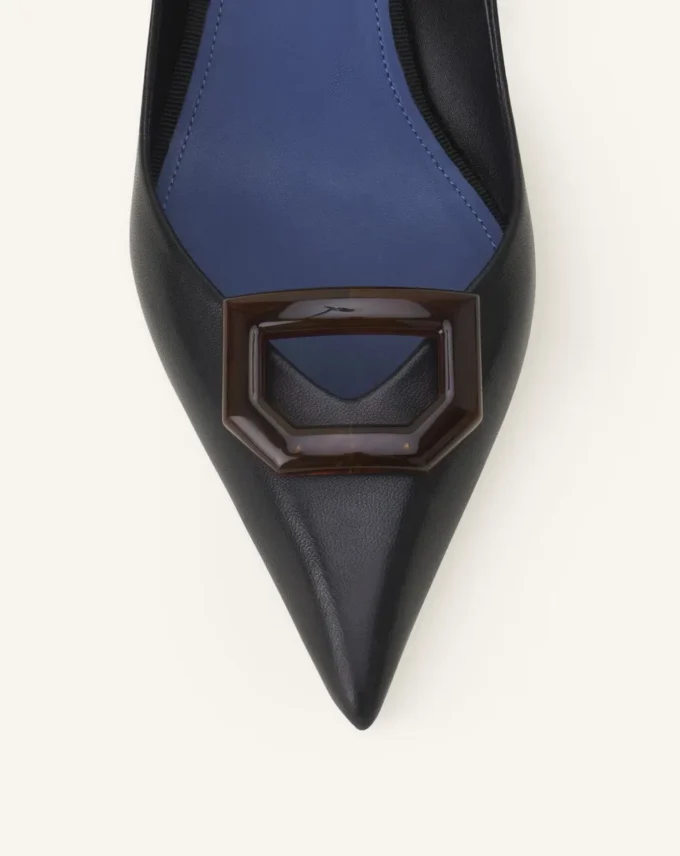 Midnight Step Leather Pump with Buckle