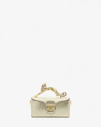 Nano Pencil Cat Bag in Crackled Metallic Leather