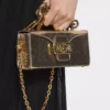 Nano Pencil Cat Bag in Crackled Metallic Leather