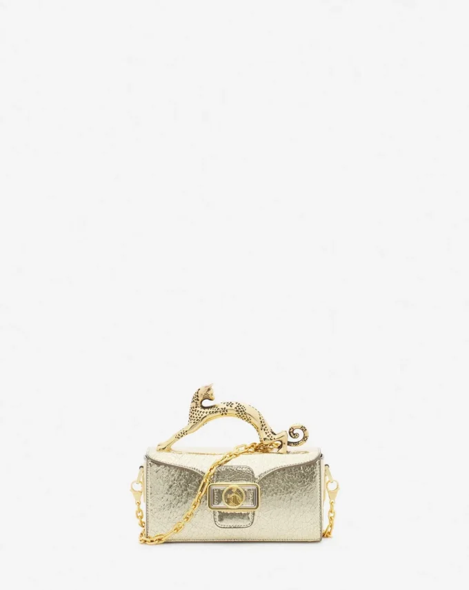 Nano Pencil Cat Bag in Crackled Metallic Leather
