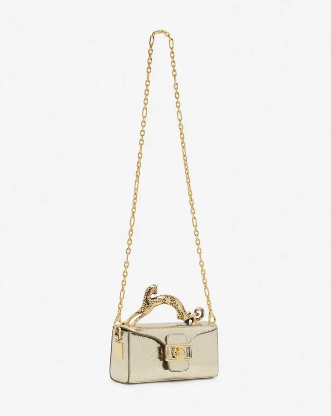 Nano Pencil Cat Bag in Crackled Metallic Leather