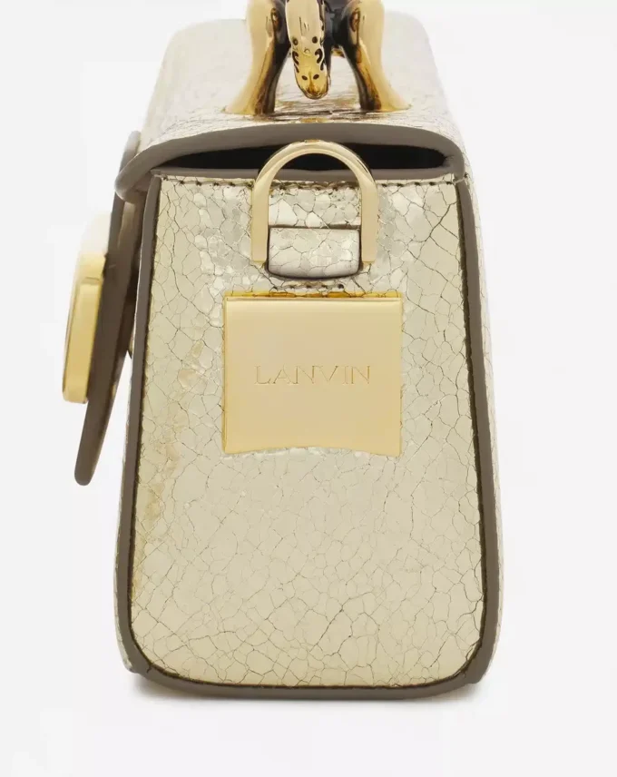 Nano Pencil Cat Bag in Crackled Metallic Leather