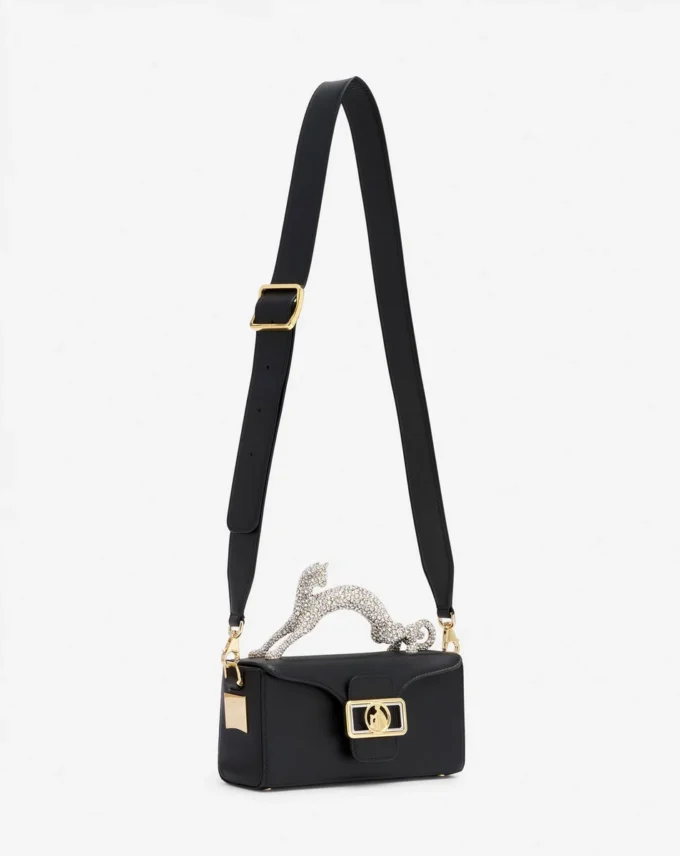 Nano Pencil Cat Bag in Leather and Rhinestone