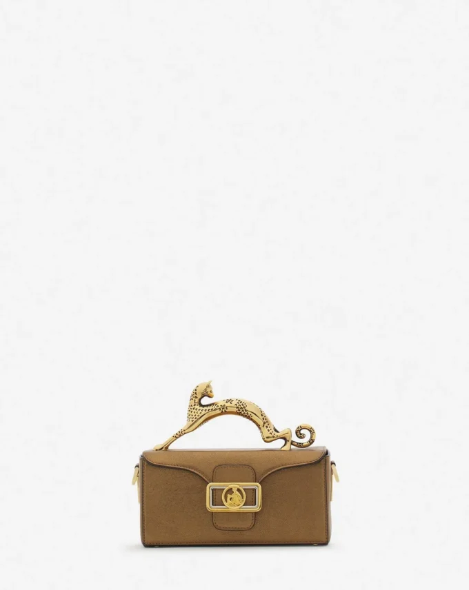 Nano Pencil Cat Bag in Metallic Grained Leather