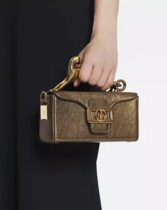 Nano Pencil Cat Bag in Metallic Grained Leather
