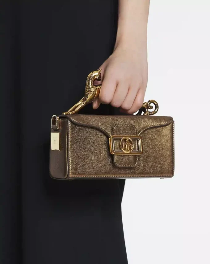 Nano Pencil Cat Bag in Metallic Grained Leather