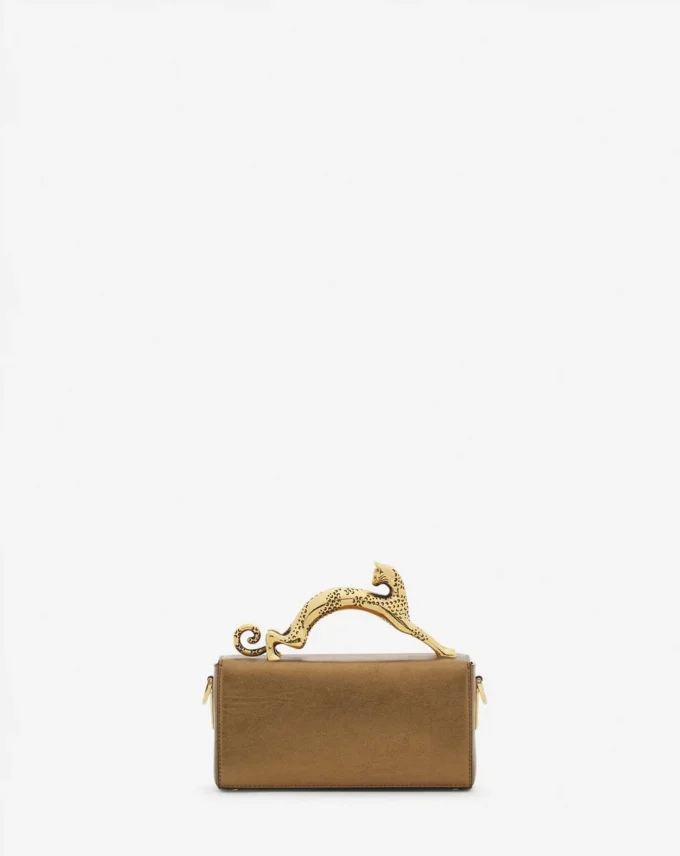 Nano Pencil Cat Bag in Metallic Grained Leather