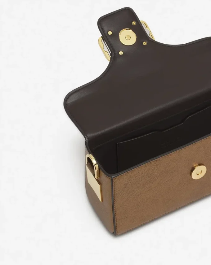 Nano Pencil Cat Bag in Metallic Grained Leather