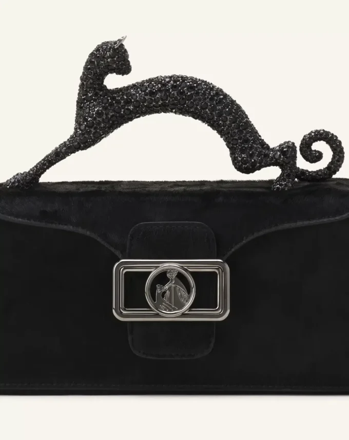 Pencil Cat Nano Leather Bag with Pony Effect and Rhinestones Pencil Cat Nano Leather Bag with Pony Effect and Rhinestones