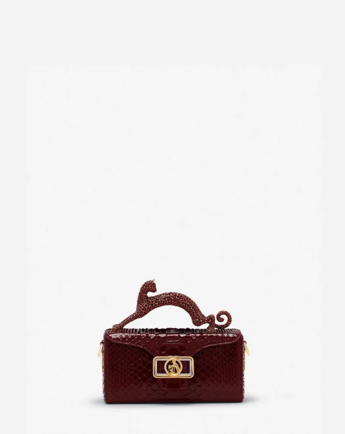 Pencil Cat Python and Rhinestone Bag