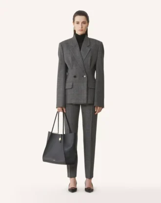 Double-Breasted Tailored Jacket in Prince of Wales Wool