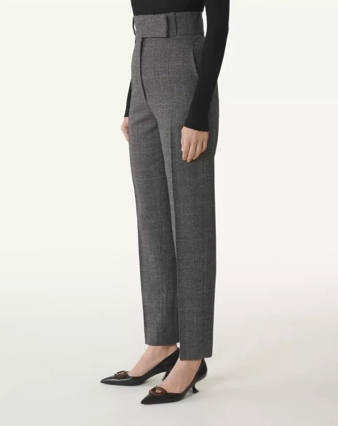Prince of Wales Wool Cigarette Pants