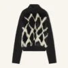Wool and Leather Intarsia Turtleneck Sweater