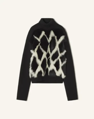 Wool and Leather Intarsia Turtleneck Sweater Wool and Leather Intarsia Turtleneck Sweater