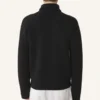 Wool and Leather Intarsia Turtleneck Sweater